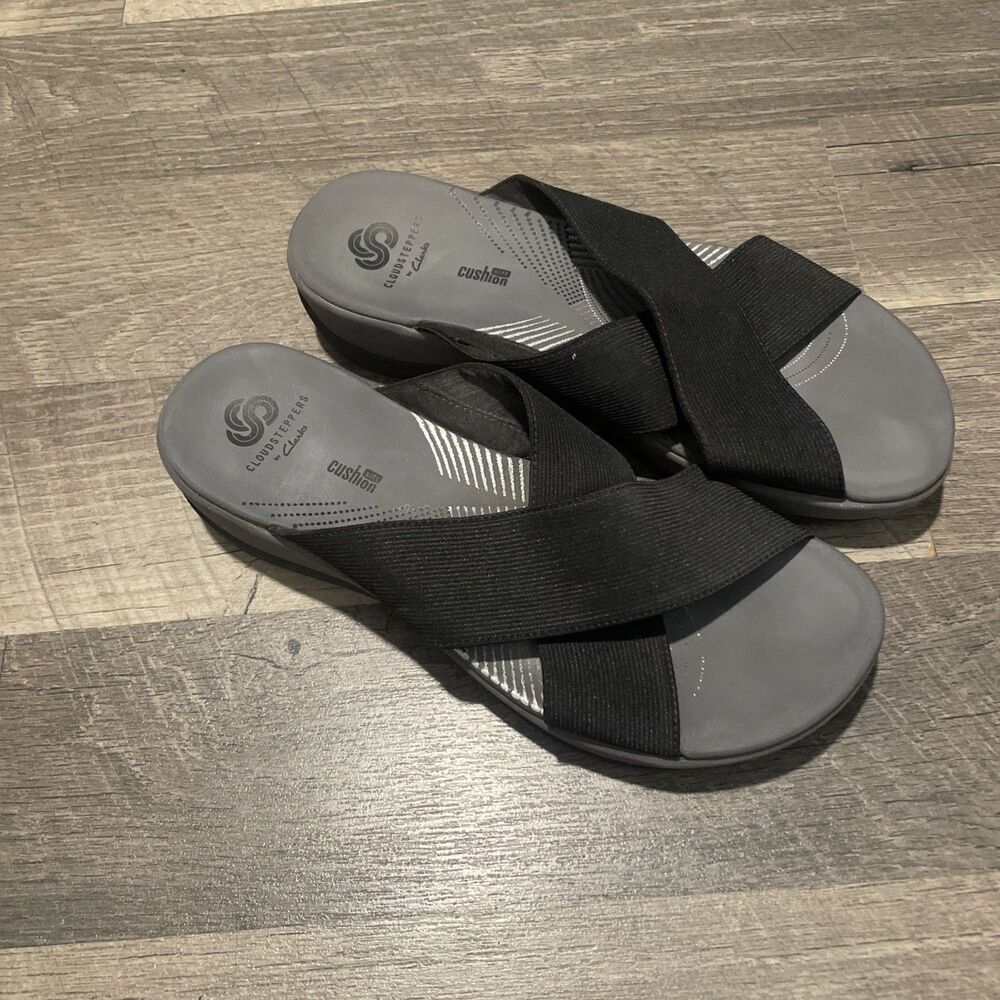 Clarks Cloudsteppers Mira Grove Sandals Black/Grey Women’s Size 7